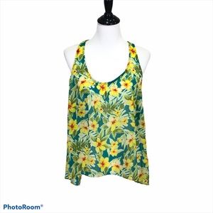 Aeropostale crochet back sleeveless loose fit floral print tank blouse